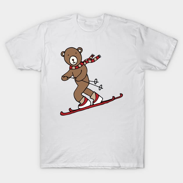 Skiing Bear -  A happy chap by Cecca Designs T-Shirt by Cecca